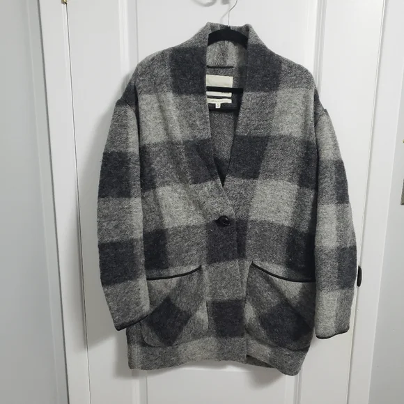 ARITZIA WILFRED FREE Grey Plaid Wool Neelam Jacket Coat - Picture 3 of 12
